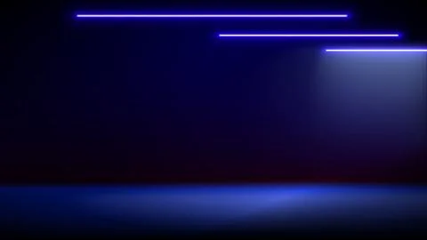 Studio interior, stage with neon, led. Background. Modern blue black backdrop Stock Illustration