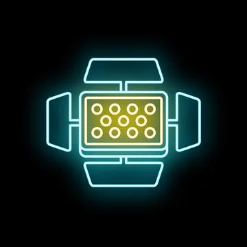 Studio led light panel neon glowing icon Stock Illustration