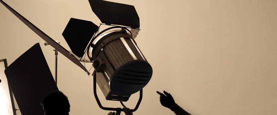 Studio light and back drop and soft box set up for shooting photo or video Foto stock