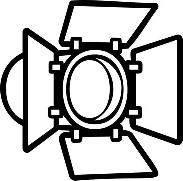 Studio light barn doors flag line art icon Stock Illustration
