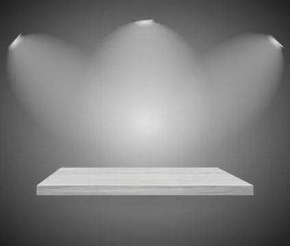 Studio Light With Empty Platform. Design concept shop bookshelf or showcase Stock Illustration