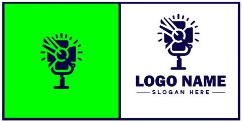 Studio light icon Photography light Studio lamp Lighting fixture flat logo .. Stock Illustration
