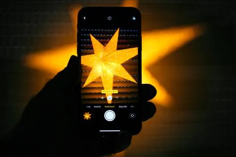 Studio light setting for the portrait mode in the new Apple iPho Stock Photos