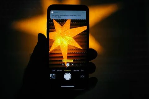 Studio light setting for the portrait mode in the new Apple iPho Stock Photos