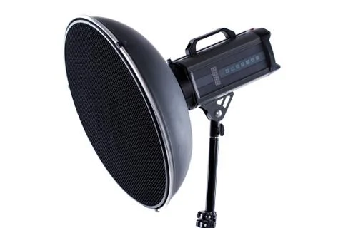 Studio light stand isolated on the white. Stock Photos