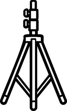 Studio light stand tripod line art icon Иллюстрация