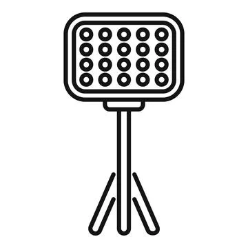 Studio light standing on tripod illuminating object on white background Stock Illustration