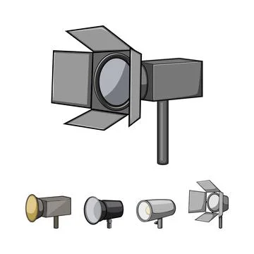 Studio lighting equipment assortment on white background Stock Illustration
