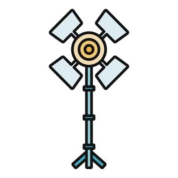 Studio lighting equipment with barn doors on tripod Stock Illustration