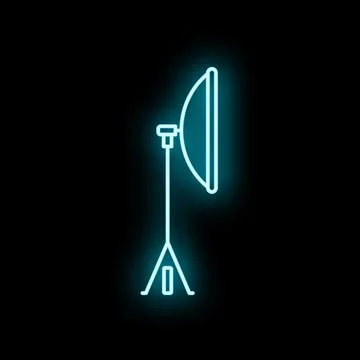 Studio lighting equipment glowing neon outline icon Ilustração Stock