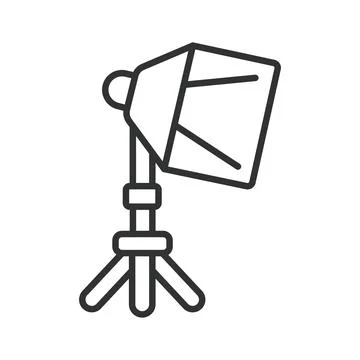 Studio lighting equipment, icon in line design. Studio light, softbox イラスト素材