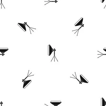 Studio lighting equipment pattern seamless black Stock Illustration
