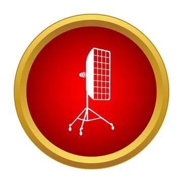 Studio lighting equipment with softbox on tripod icon Illustrazione stock