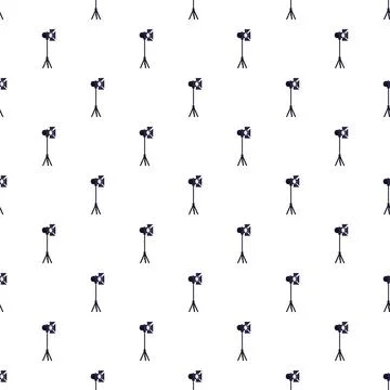 Studio lighting equipment standing on white seamless pattern 스톡 일러스트