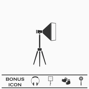 Studio lighting icon flat Ilustración de archivo
