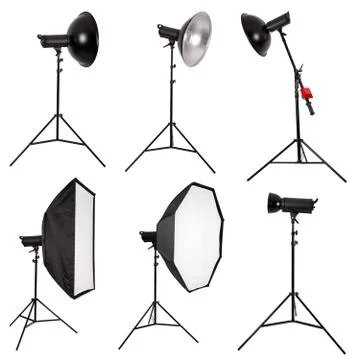 Studio lighting isolated on white background Stock Photos