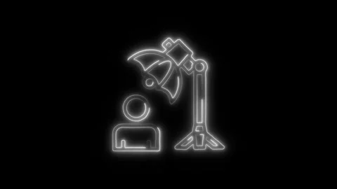 Studio Lighting Outline Icon in HD Video Neon Animation  Photography and Ci Stock Footage 304374783