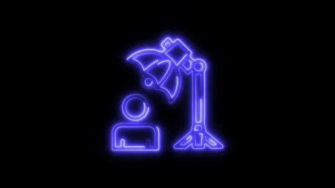 Studio Lighting Outline Icon in HD Video Neon Animation  Photography and Ci Stock Footage 304374784