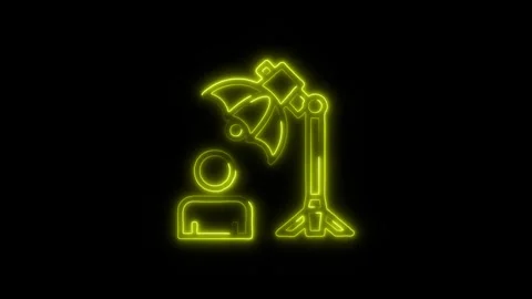 Studio Lighting Outline Icon in HD Video Neon Animation  Photography and Ci 스톡 동영상 304374785