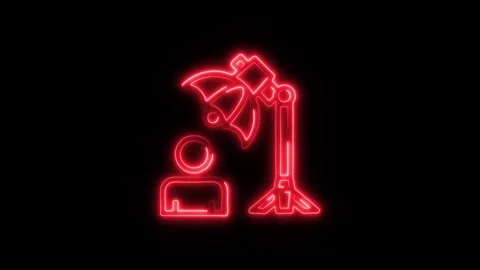 Studio Lighting Outline Icon in HD Video Neon Animation  Photography and Ci 库存影片 304374786