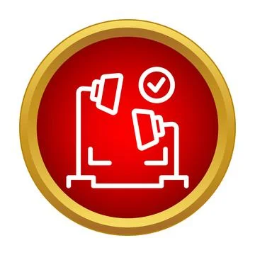 Studio lighting setup with checkmark for successful production Stock Illustration
