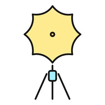 Studio lighting umbrella icon with tripod stand Stock Illustration