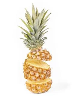 Studio lighting. white background. it has a juicy fruit on it. Pineapple. Stock Photos