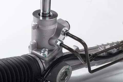 Studio lighting. on a white background, the steering rack of the car. New par Stock Photos