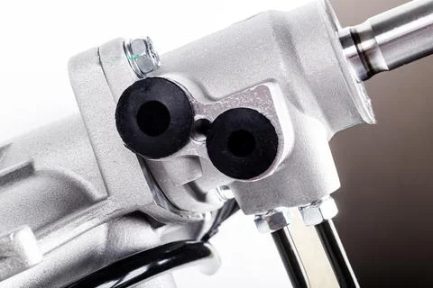 Studio lighting. on a white background, the steering rack of the car. New par Stock Photos