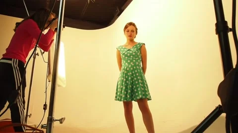 Studio lights and model Stock Footage 56680041