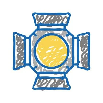 Studio lights video production icon doodle illustration Stock Illustration