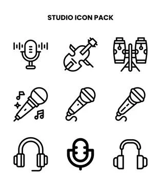Studio Line Design Icons Pack Stock Illustration