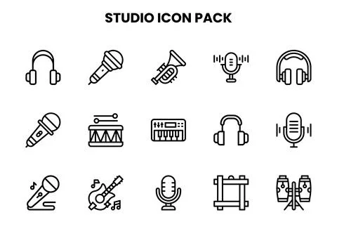 Studio Line Icons Pack Stock Illustration