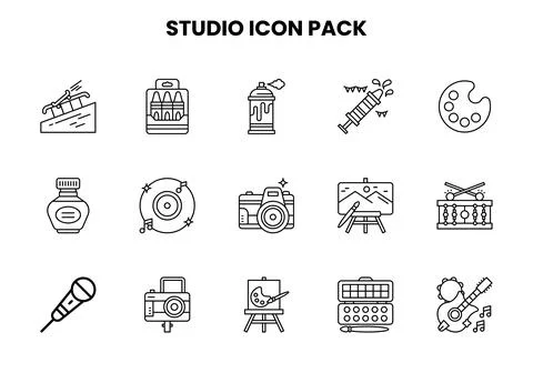 Studio Line UI Icons Pack Stock Illustration