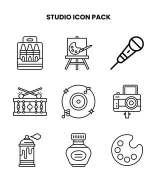 Studio Line UI Icons Pack Stock Illustration