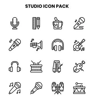 Studio Line UI Icons Pack 库存插图