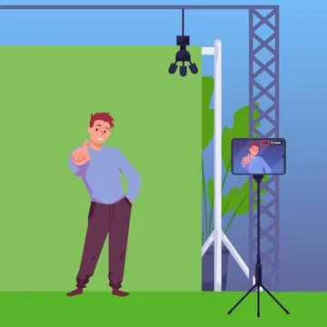 Studio live recording setup vector illustration Stock Illustration