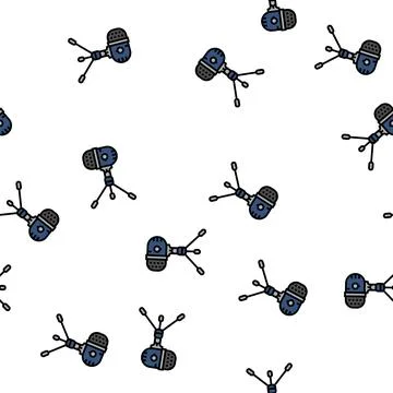 Studio mic microphone vector seamless pattern Stock Illustration
