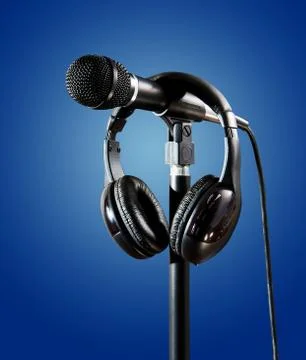 Studio Microphone and Headset for Recording Singer Stock Photos