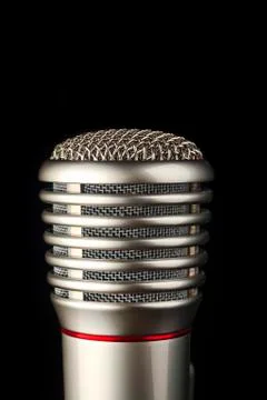 Studio microphone on black background, macro 库存照片