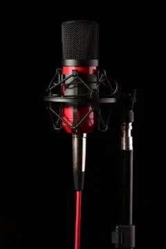 Studio microphone on black background Stock Photos