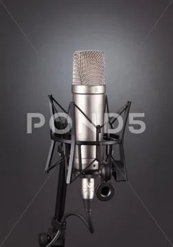 Studio Microphone On A Blak Background