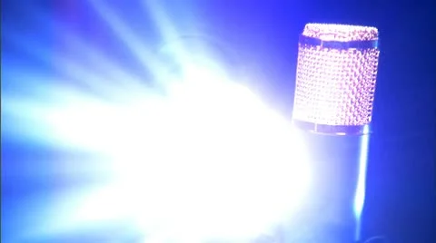 Studio Microphone with blue blown out flares Video stock 10561628