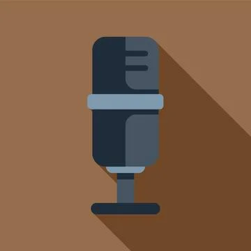 Studio microphone broadcasting equipment on brown background with long shadow Stock Illustration