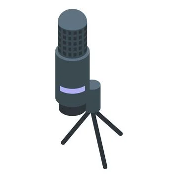 Studio microphone is broadcasting podcast with tripod Illustrazione stock