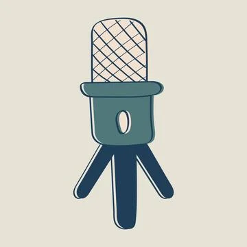 Studio Microphone Desktop for podcasts, streaming. Equipment for dubbing, voice Illustrazione stock