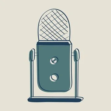 Studio Microphone Desktop for podcasts, streaming. Mick with stand, mount Stock Illustration
