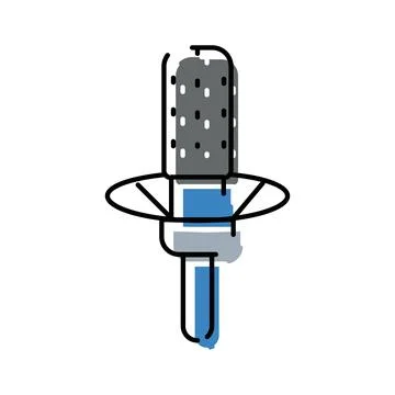 Studio microphone doodle icon symbolizing audio recording and podcasting Illustrazione stock