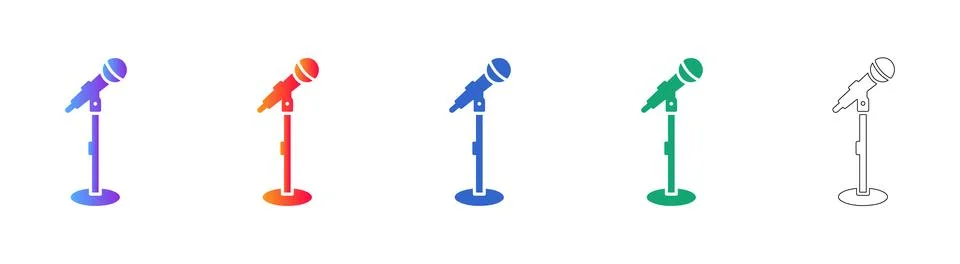 Studio Microphone Equipment Icon Set Stock Illustration