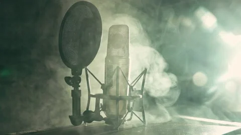 Studio microphone in fog Stock Footage 165135075